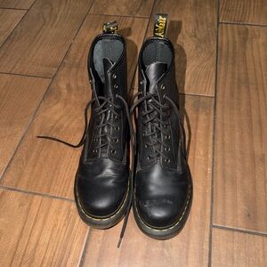 Dr. Martens Black Boots with Yellow Stitching